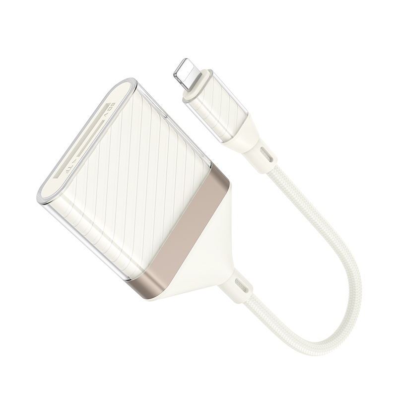 Переходник/Адаптер HOCO UA40 Card reader Lightning (m) - TF/SD, 14 см, белый фото