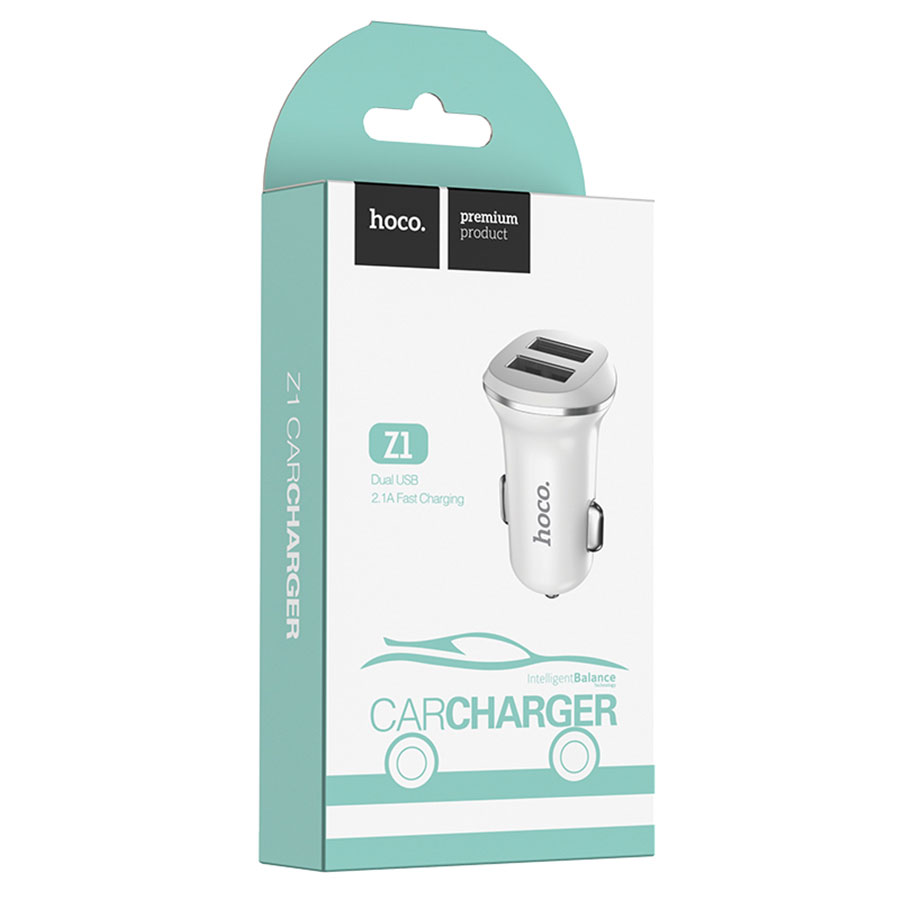 Автомобильное зарядное устройство HOCO Z1 double ported, 2xUSB, 2.1A, 11W, черный фото