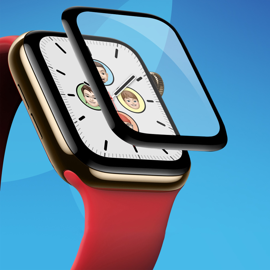 Защитное стекло COTEetCI 4D для Apple Watch 6, Full Glue 3D, 44mm, прозрачный+черная рамка фото