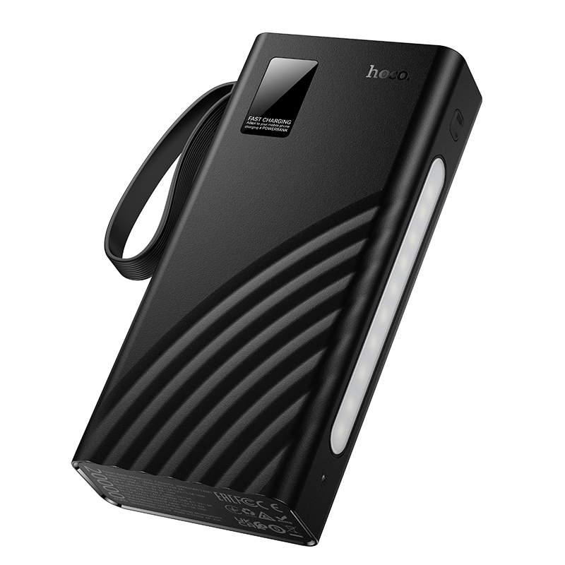 Портативный аккумулятор HOCO J155 Shine, встроенный кабель Lightning + Type-C + MircoUSB, 22.5W, 20000 мА⋅ч, черный фото