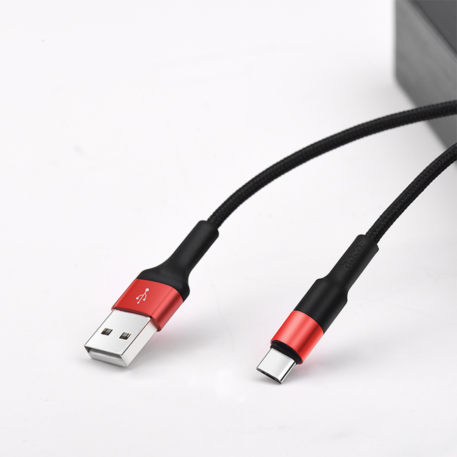 Кабель USB HOCO X26 Xpress USB - Type-C, 2А, 1 м, черный+красный фото