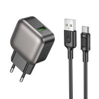 Сетевое зарядное устройство BOROFONE BAS52A Absolute 1xUSB с Кабелем USB - Type-C, 18W, черный фото