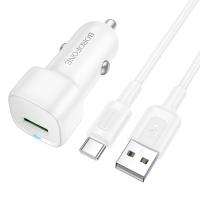 Автомобильное зарядное устройство BOROFONE BZ34 Cloud, 1xUSB с Кабелем USB - Type-C, 18W, белый фото