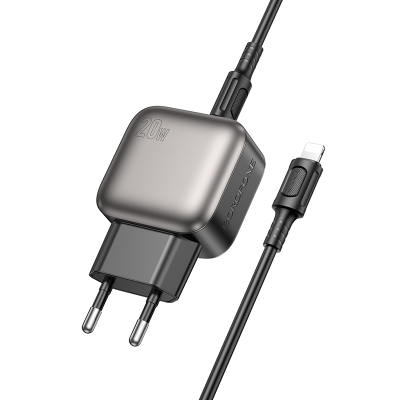 Сетевое зарядное устройство BOROFONE BAS53A Absolute 1xUSB-C с Кабелем Type-C - Lightning, 20W, черный фото