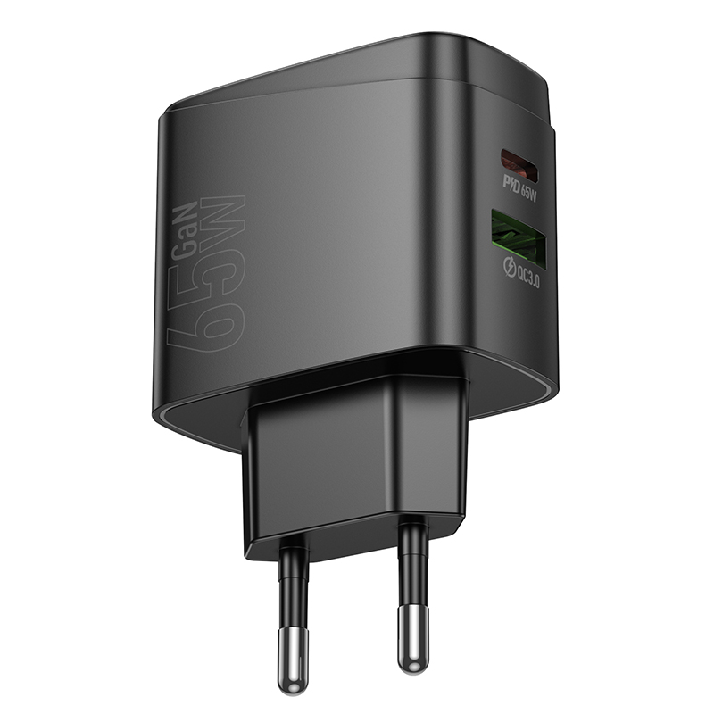 Сетевое зарядное устройство HOCO CS63A Bright 1xUSB + 1xUSB-C, 65W, черный фото