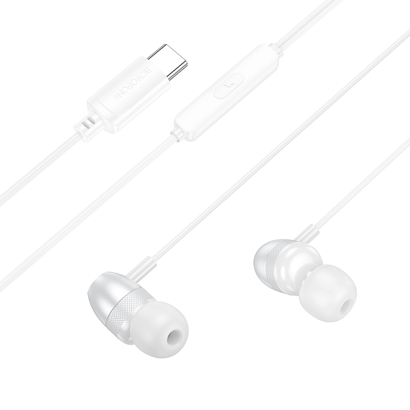 Проводные наушники BOROFONE BM95 Excepcional, Type-C, 1.2 м, серебристый фото