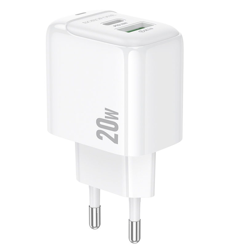 Сетевое зарядное устройство BOROFONE BAS44A Potential 1xUSB + 1xUSB-C, 3A, 20W, белый фото