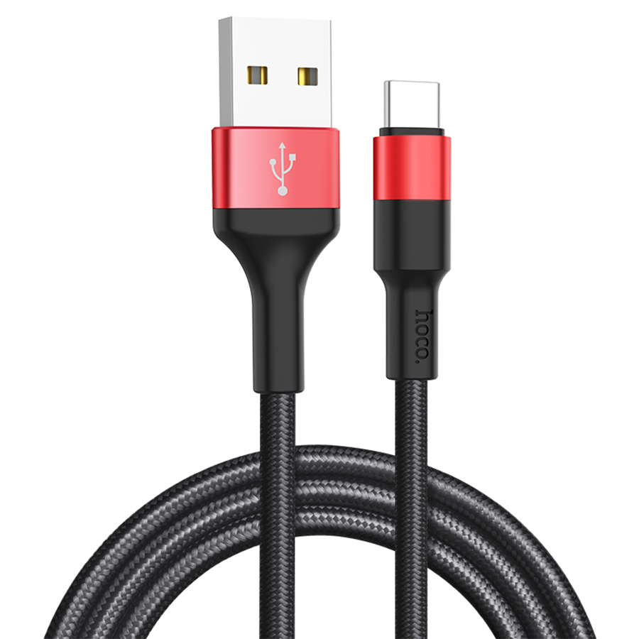 Кабель USB HOCO X26 Xpress USB - Type-C, 2А, 1 м, черный+красный фото