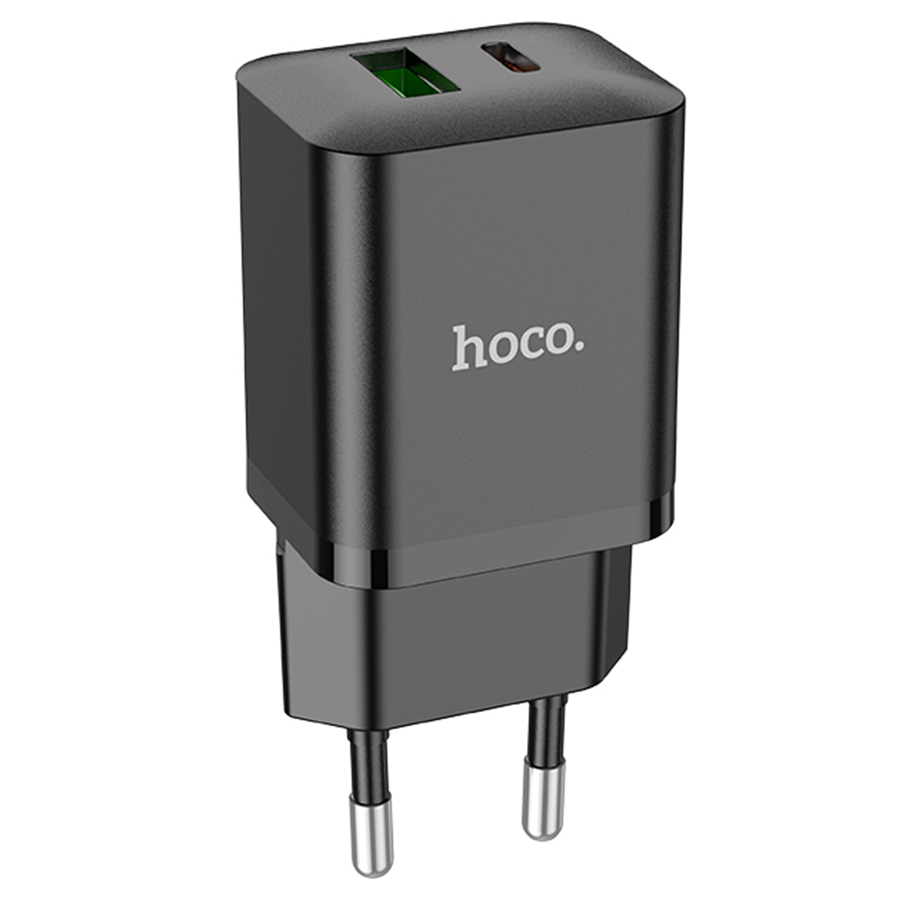 Сетевое зарядное устройство HOCO N28 Founder 1xUSB + 1xUSB-C, 20W, черный фото
