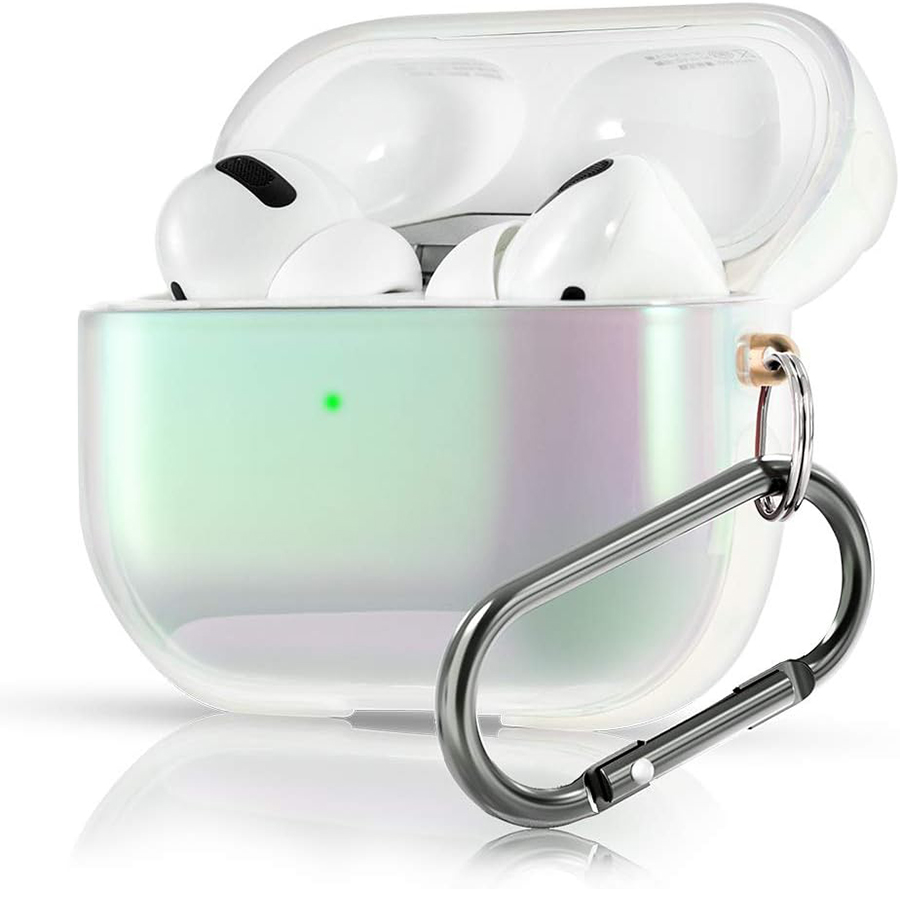 Чехол пластиковый Kingxbar со шнурком для Airpods Pro, прозрачный, мутный перламутр (38) фото