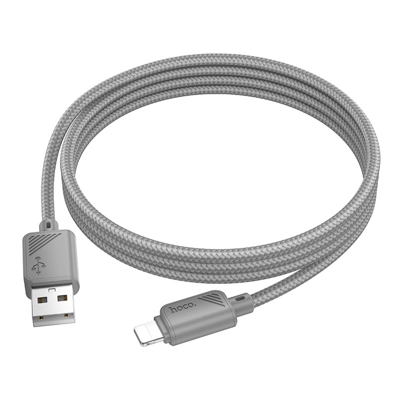 Кабель USB HOCO X113 Beneficio USB - Lightning, 2.4А, 1 м, серый фото
