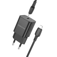 Сетевое зарядное устройство BOROFONE BN13 Safety 1xUSB-C с Кабелем Type-C - Lightning, 30W, черный фото