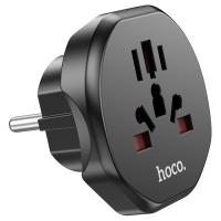 Сетевое зарядное устройство HOCO AC6 Unimpeded universal conversion с - конвертор, 10A, черный фото
