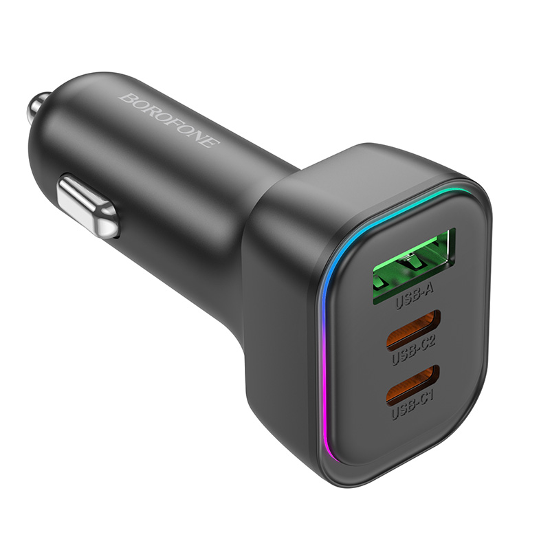 Автомобильное зарядное устройство BOROFONE BZ28C Trophie, 1xUSB + 2xUSB-C, 3A, 60W, черный фото