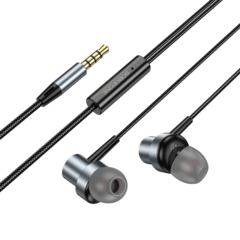 Проводные наушники BOROFONE BM87 Element, Jack 3.5mm, 1.2 м, серый металлик фото