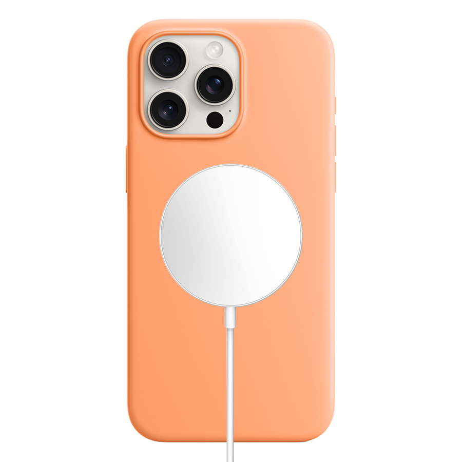 Чехол Silicone Case with MagSafe и Анимация цвета для iPhone 15 Pro Max 6.7", Апельсиновый сорбет Orange Sorbetа (7) фото