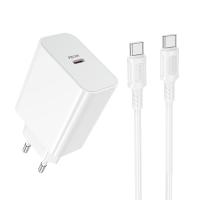 Сетевое зарядное устройство BOROFONE BA107A Stellar 1xUSB-C с Кабелем Type-C - Type-C, 30W, белый фото