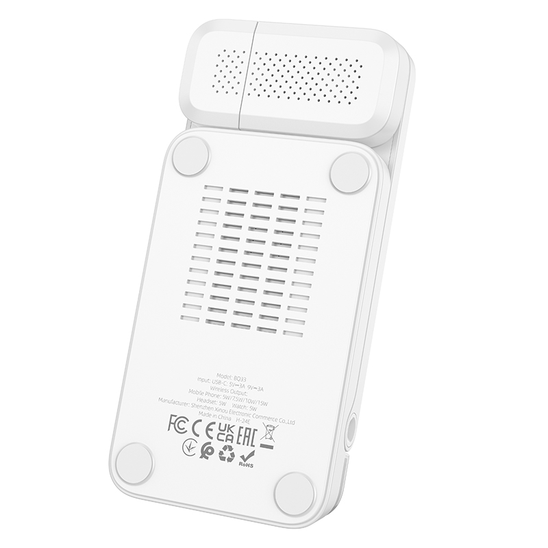 Настольная зарядная станция BOROFONE BQ33 Clever для iPhone+Airpods+Apple Watch с Кабелем USB - Type-C, 5W/7.5W/10W/15W, белый фото