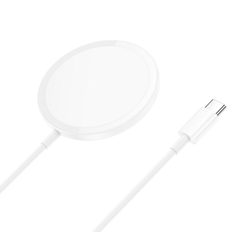 Беспроводное зарядное устройство HOCO CW52 Enjoy magnetic с Кабелем Type-C, 2A, 5W/7.5W/10W/15W, белый фото