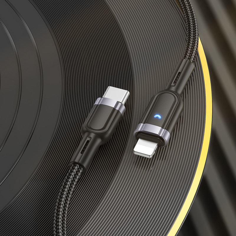 Кабель USB-C HOCO U117 Grand Type-C - Lightning, 20W, 1.2 м, черный фото