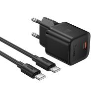 Сетевое зарядное устройство HOCO N66 Ingenious 1xUSB-C с Кабелем Type-C - Type-C, 35W, черный фото