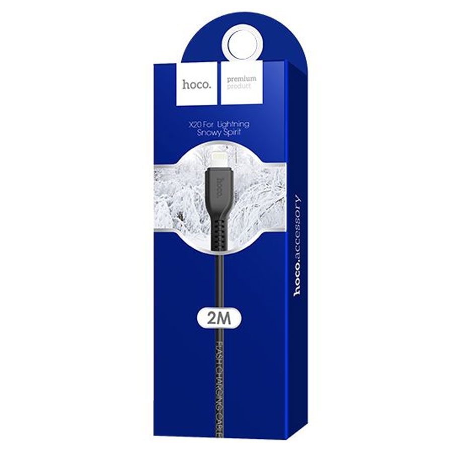 Кабель USB HOCO X20 Flash USB - Lightning, 2.4А, 2 м, черный фото