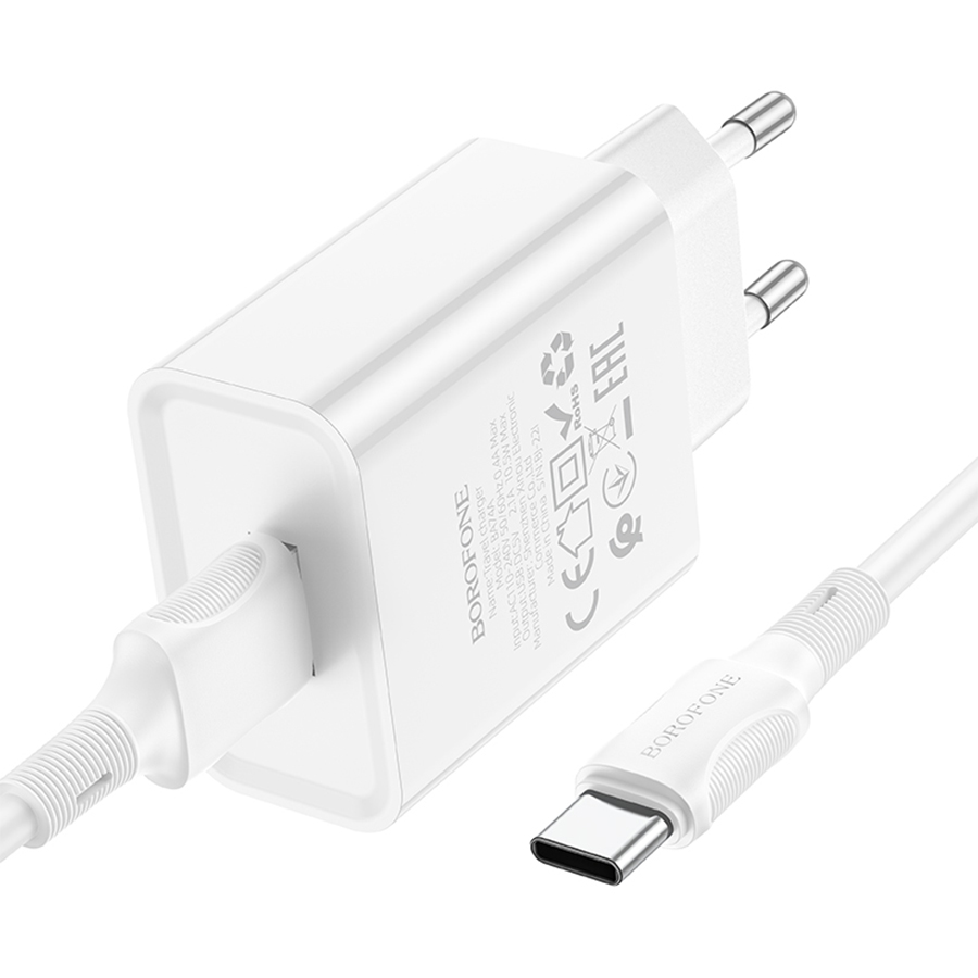 Сетевое зарядное устройство BOROFONE BA74A Aspirer 1xUSB с Кабелем USB - Type-C, белый фото