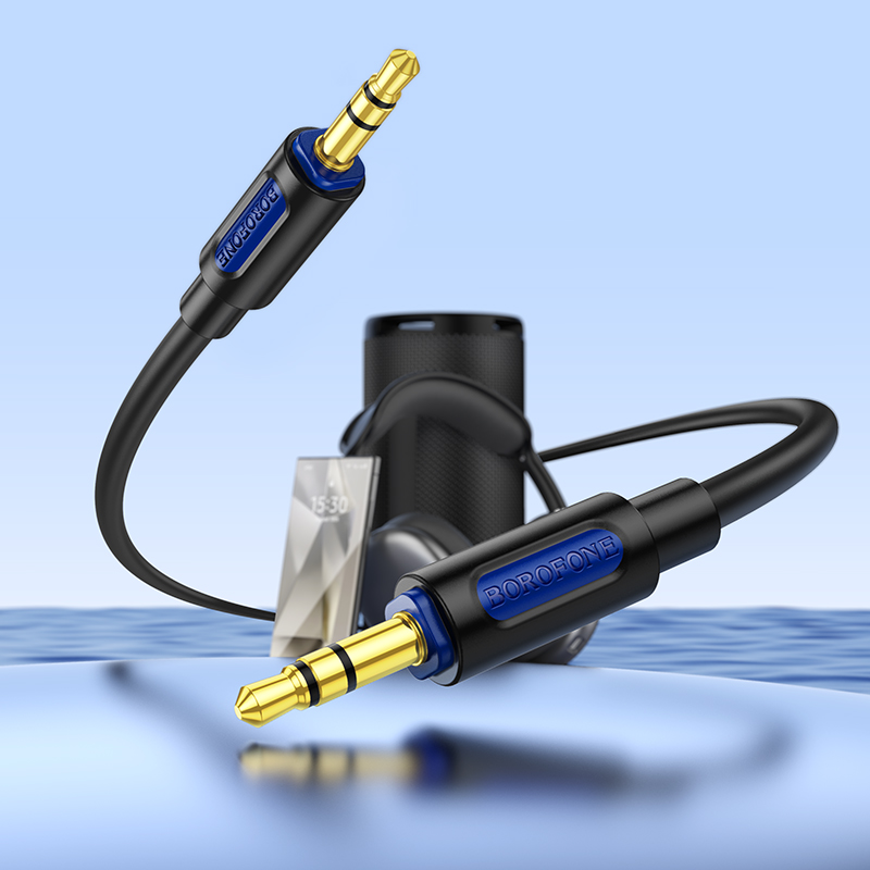 Аудиокабель BOROFONE BL20 True sound AUX Jack 3,5 (m) - Jack 3,5 (m), 1 м, черный фото