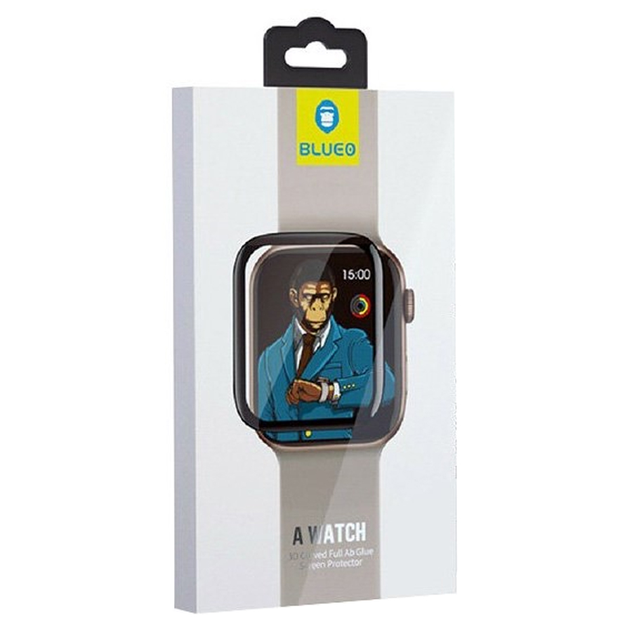 Защитное стекло BLUEO для Apple Watch, Full Glue 3D, 45mm, прозрачный+черная рамка фото