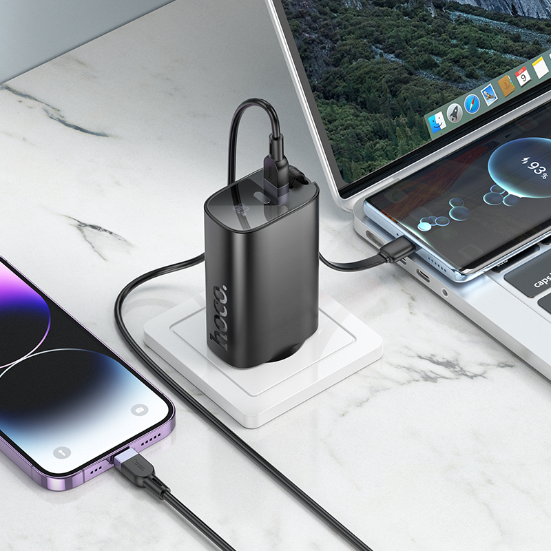 Портативный аккумулятор HOCO J148 Handy, встроенный кабель Type-C, 20W, 5000 мА⋅ч, черный фото