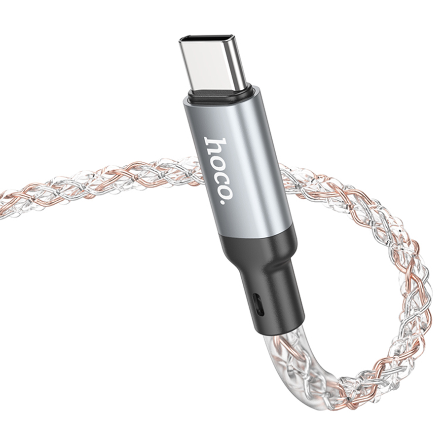 Кабель USB-C HOCO U112 Shine Type-C - Type-C, 3A, 60W, 1 м, серый фото