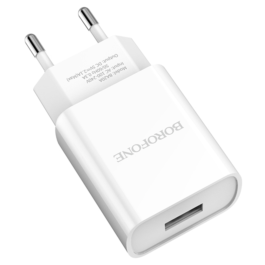 Сетевое зарядное устройство BOROFONE BA20A Sharp 1xUSB, 2A, белый фото