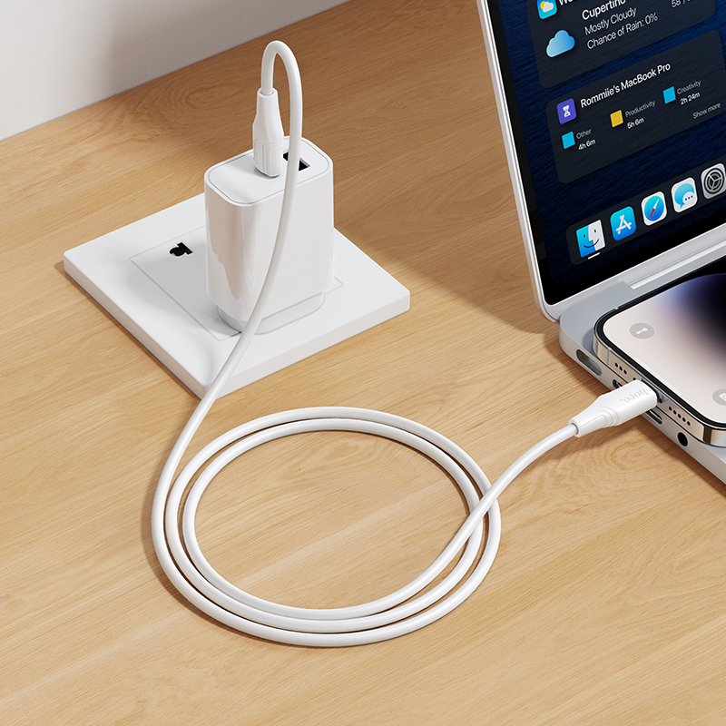 Кабель USB-C HOCO X124 Bien Type-C - Lightning, 27W, 1 м, белый фото