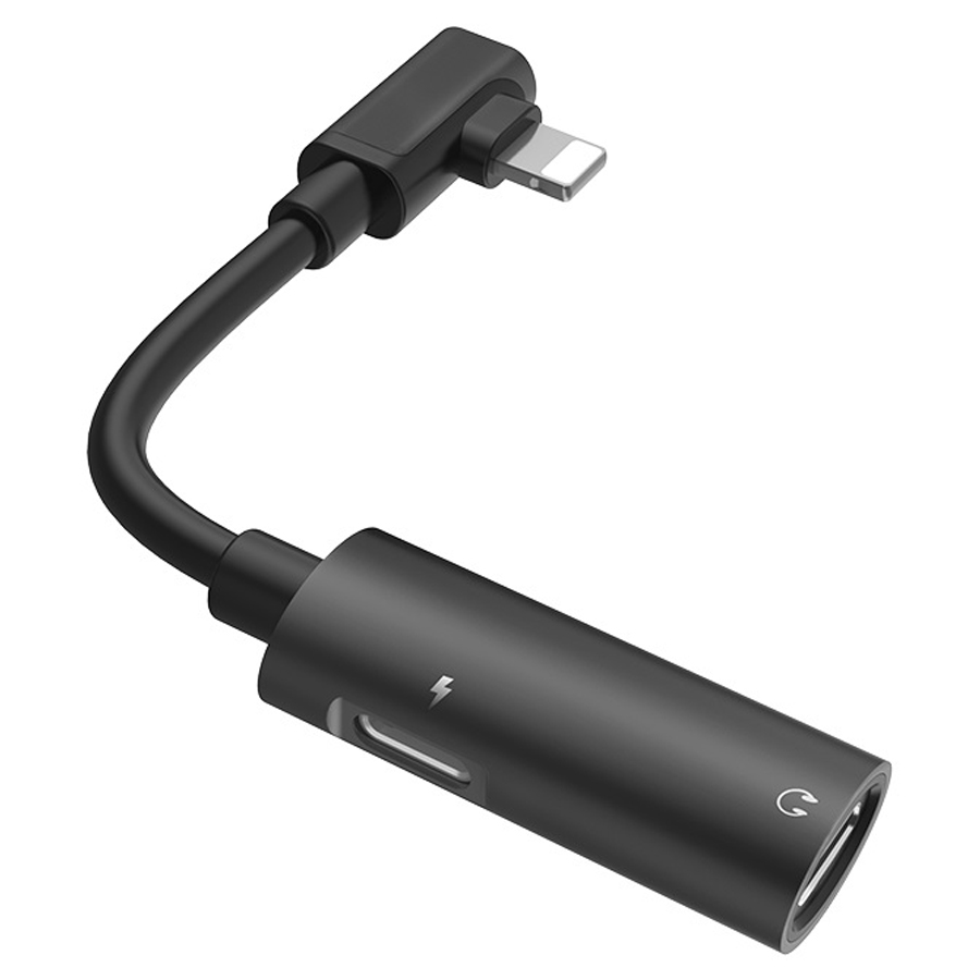 Переходник/Адаптер HOCO LS18 2 в 1 Lightning (m) - Dual Lightning (f), черный фото