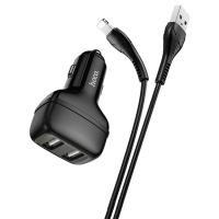 Автомобильное зарядное устройство HOCO Z36 Leader, 2xUSB с Кабелем USB - Lightning, 2.4A, черный фото