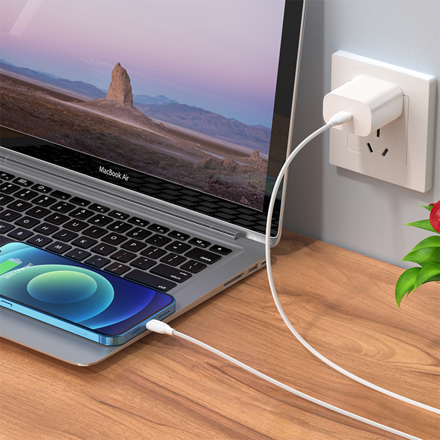 Кабель USB-C BOROFONE BX19 Benefit Type-C - Lightning, 20W, 3 м, белый фото