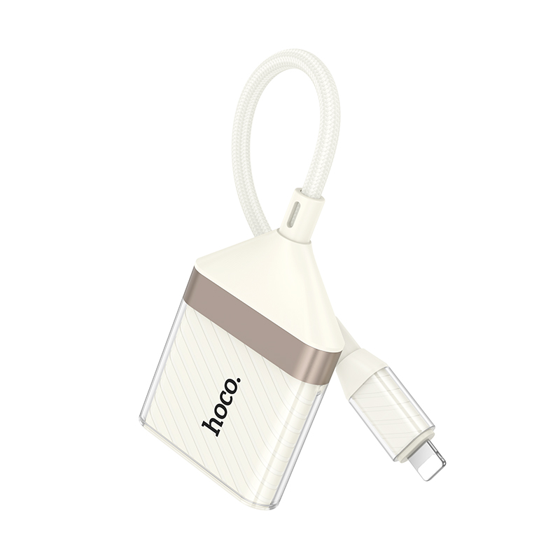 Переходник/Адаптер HOCO UA40 Card reader Lightning (m) - TF/SD, 14 см, белый фото