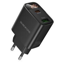 Сетевое зарядное устройство BOROFONE BA96A Ilustre  1xUSB + 1xUSB-C, 3A, 20W, черный фото