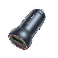 Автомобильное зарядное устройство BOROFONE BZ32A Fresh, 1xUSB + 1xUSB-C, 3A, 30W, серый металлик фото