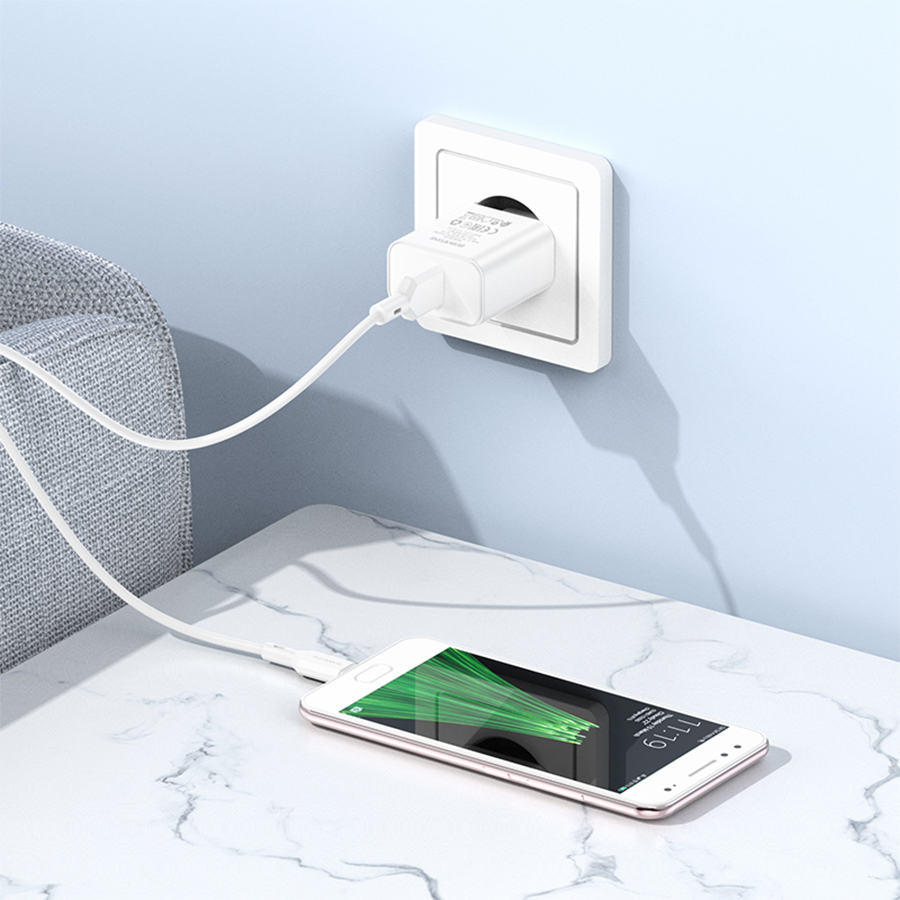Сетевое зарядное устройство BOROFONE BA72A Spring 1xUSB, 18W, белый фото