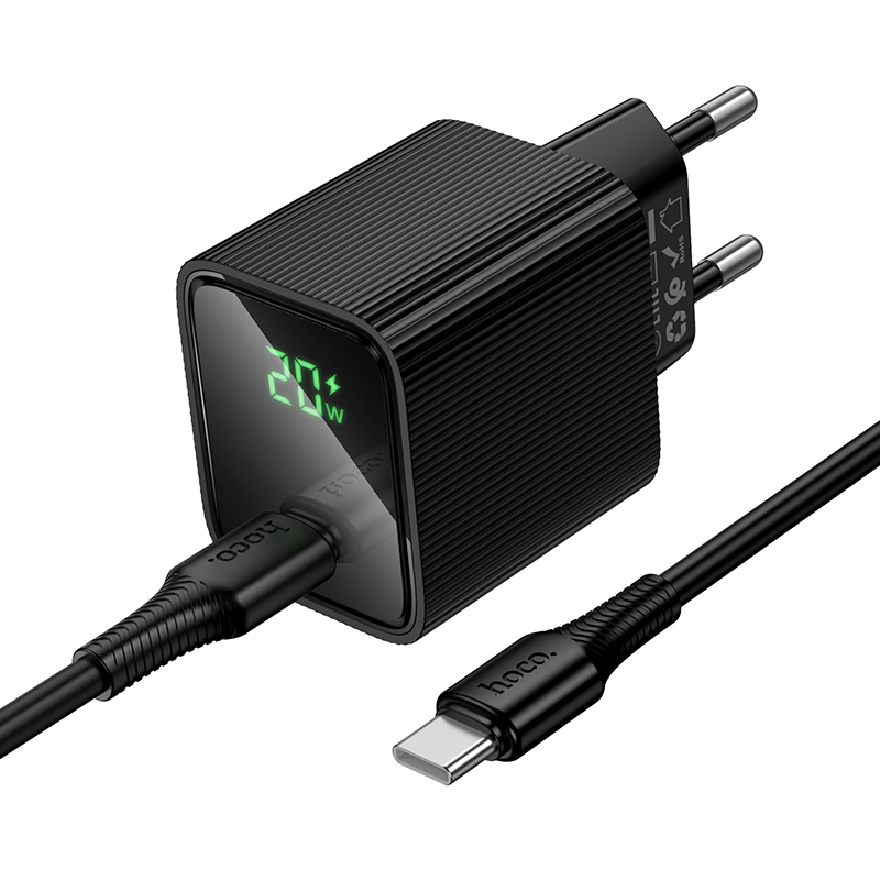Сетевое зарядное устройство HOCO CS82A Excellent 1xUSB-C с Кабелем Type-C - Type-C, 20W, черный фото