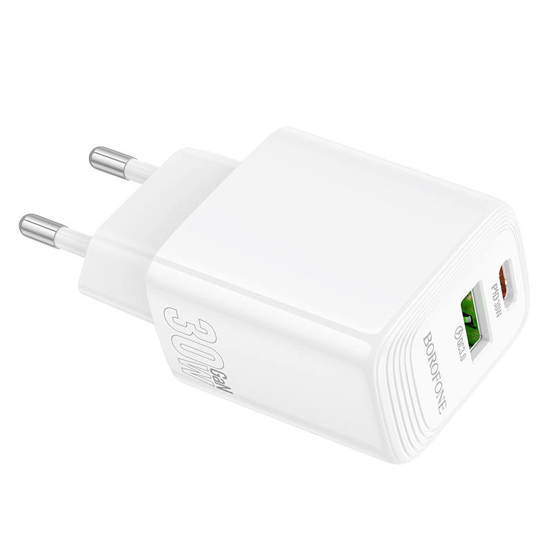 Сетевое зарядное устройство BOROFONE BN29 Fuente 1xUSB + 1xUSB-C, 3A, 30W, белый фото