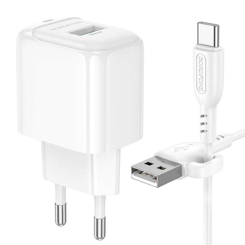 Сетевое зарядное устройство BOROFONE BAS42A Potential 1xUSB с Кабелем USB - Type-C, 18W, белый фото