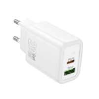 Сетевое зарядное устройство HOCO N61 Gentle 1xUSB + 1xUSB-C, 3A, 20W, белый фото