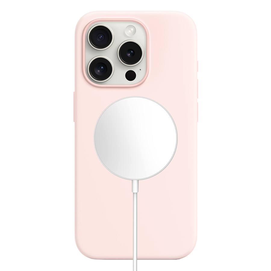 Чехол Silicone Case with MagSafe и Анимация цвета для iPhone 15 Pro 6.1", светло-розовый Light Pink (6) фото