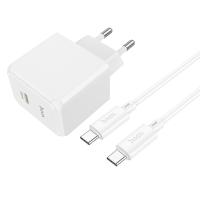 Сетевое зарядное устройство HOCO CS13A Ocean 1xUSB-C с Кабелем Type-C - Type-C, 20W, белый фото