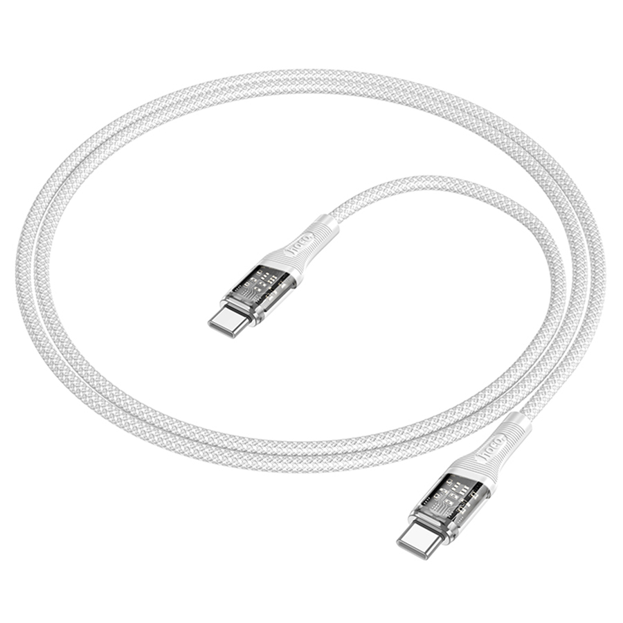 Кабель USB-C HOCO U111 Transparent Type-C - Type-C, 3A, 60W, 1.2 м, серый фото