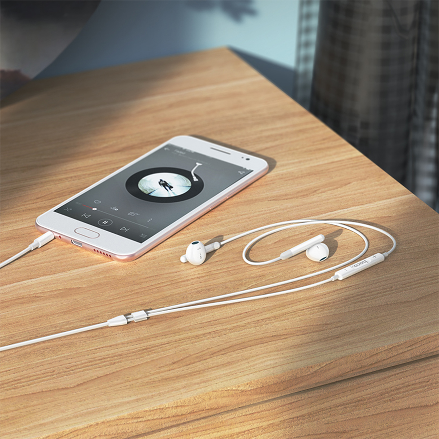 Проводные наушники HOCO M93 Wire control, Jack 3.5mm, 1.2 м, белый фото