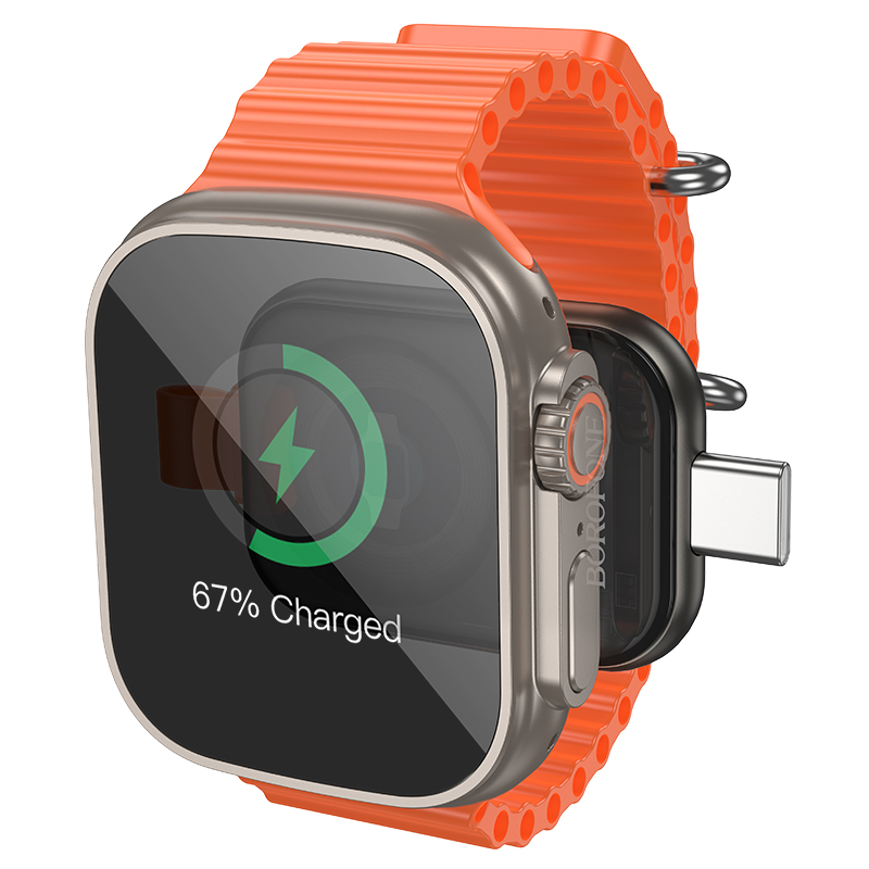 Зарядное устройство BOROFONE BQ25A для Apple Watch 1xUSB-C, 2.5W, серый металлик фото