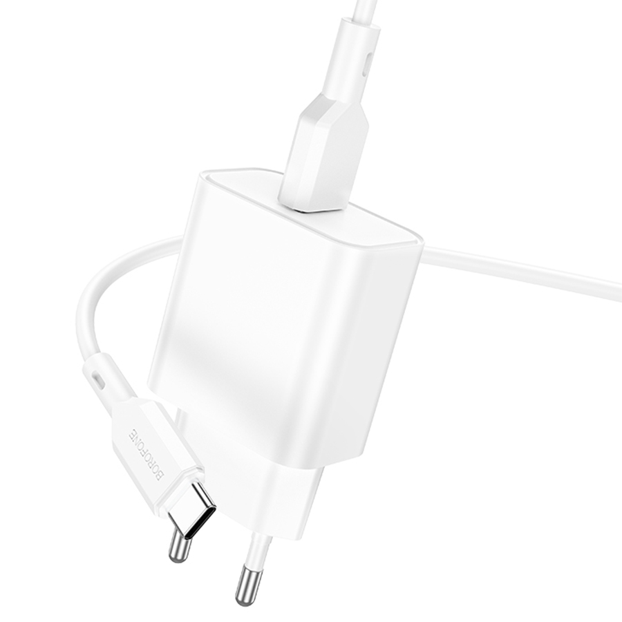 Сетевое зарядное устройство BOROFONE BA72A Spring 1xUSB с Кабелем USB - Type-C, 18W, белый фото